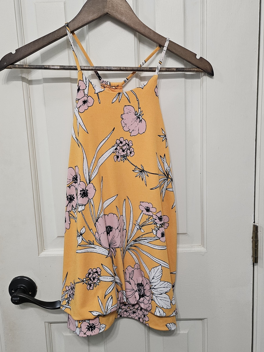Express Floral High Neck Racerback Tank Top Orange Pink M
